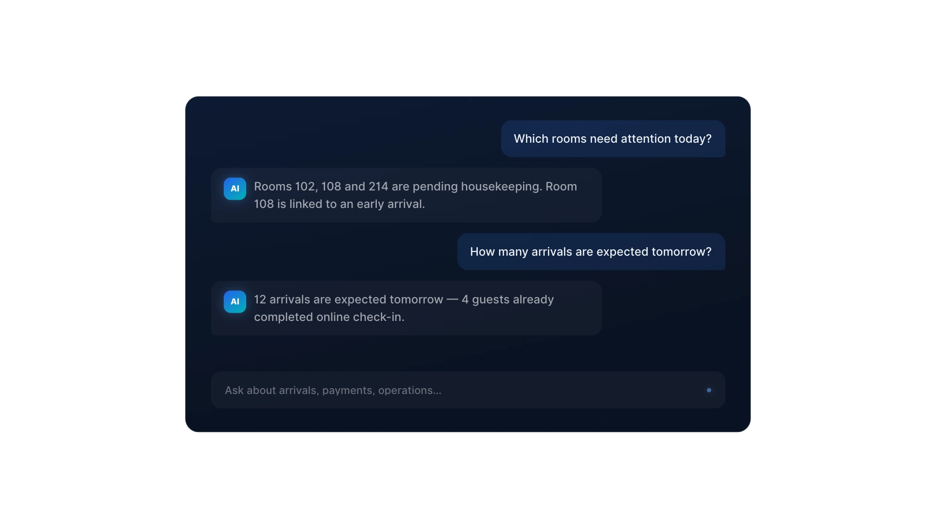 Octorate AI Chat interface for guest communication