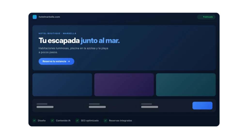 Interfaz de Website Builder de Octorate en español